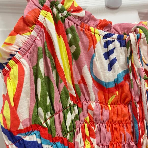 Umgee Tropical Floral Smocked Midi Dress Large Palm Print - Picture 8 of 16